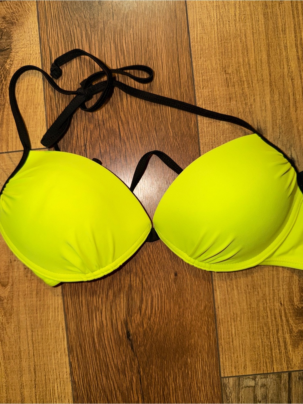 Joe Boxer Neon Yellow & Black Push-Up Bikini Top
